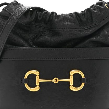 Gucci Azalea Sakai Calfskin Horsebit 1955 Drawstring Bucket Bag Black 9 of 11