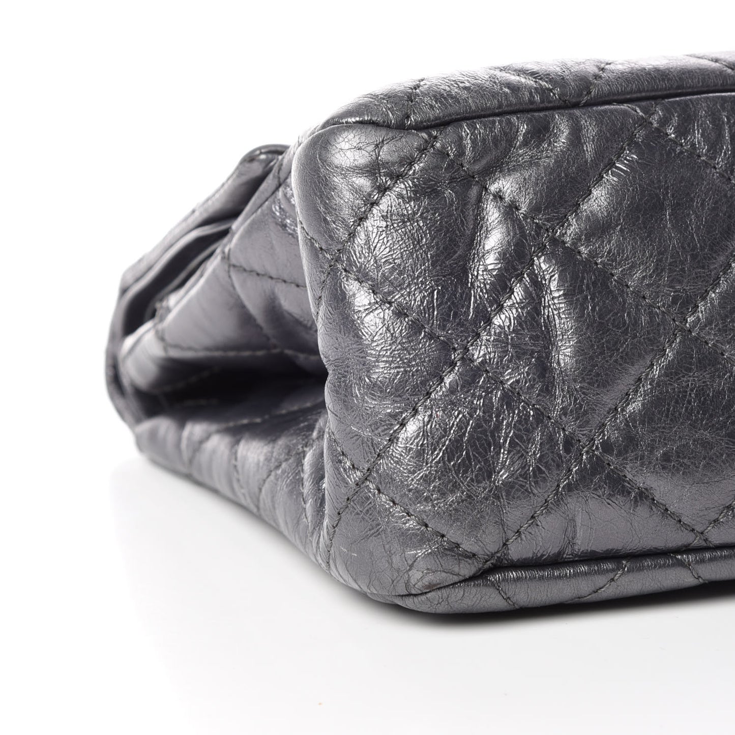 Metallic Aged Calfskin Quilted 2.55 Reissue 227 Flap Dark Silver