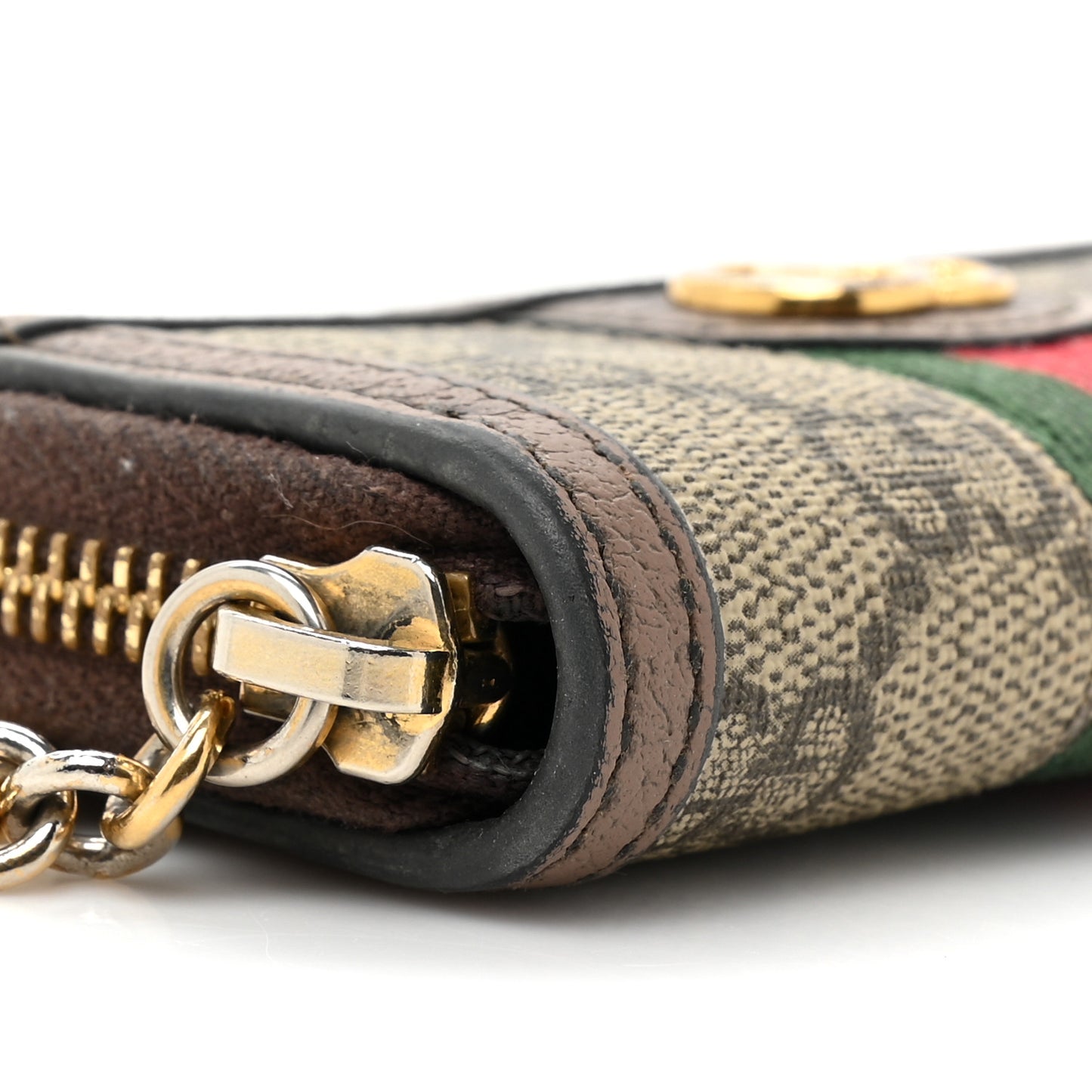 GG Supreme Monogram Web Ophidia Zip Around Key Case Beige New Acero