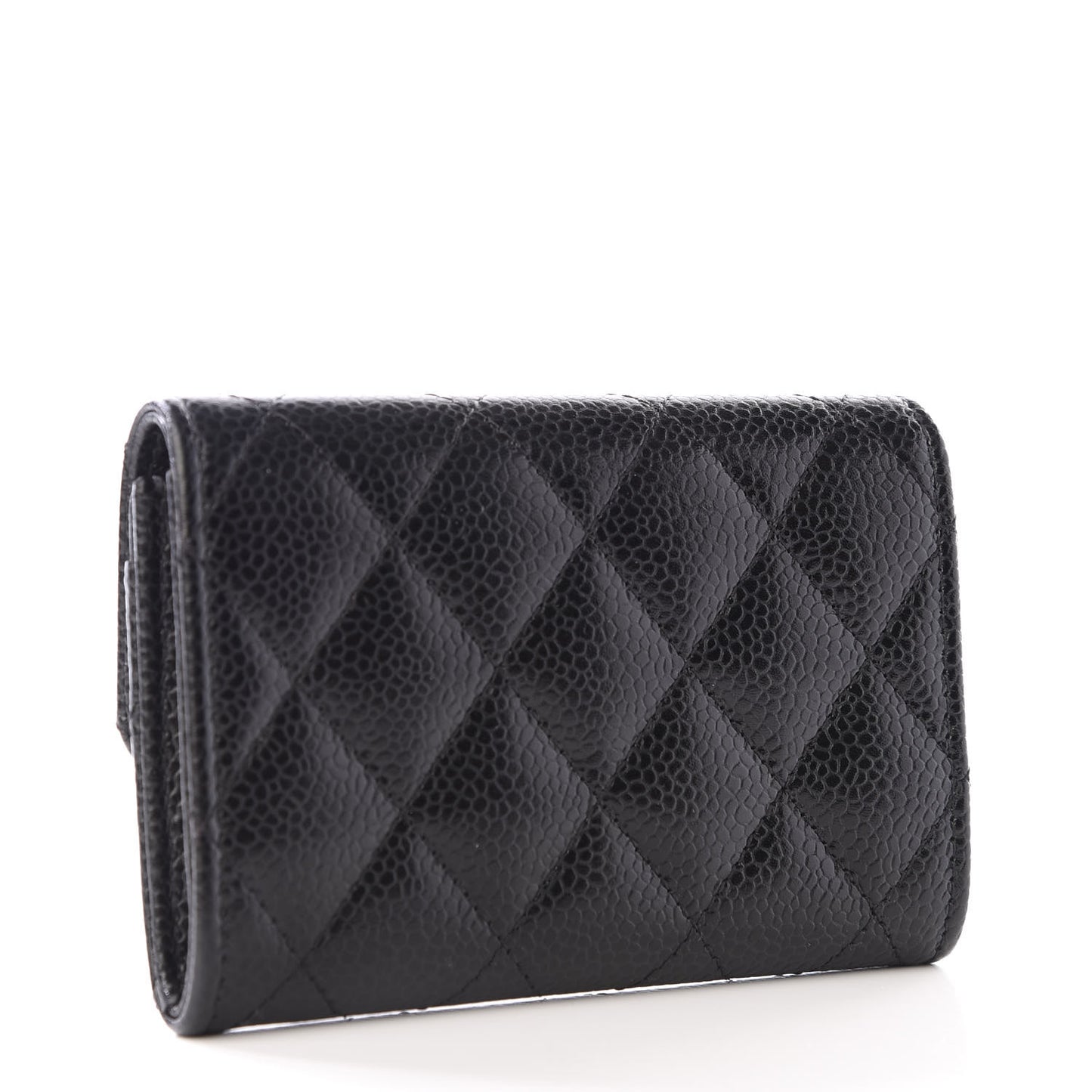 Caviar Quilted Flap Card Holder Black