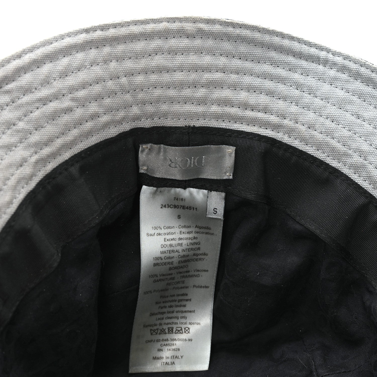 Christian Dior Cotton Logo Bucket Hat S Black 8 of 10