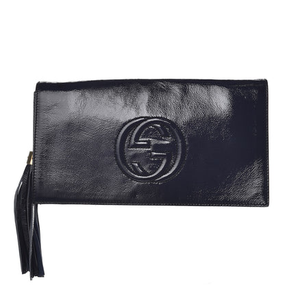 Gucci Soft Patent Medium Soho Clutch Uniform Blue 1 of 9
