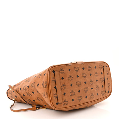 MCM Visetos Medium Liz Reversible Shopper Tote Cognac 8 of 17