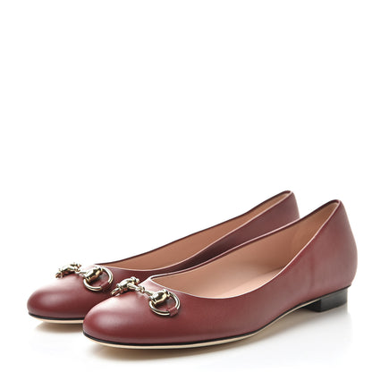 Gucci Calfskin Horsebit Ballerina Flats 37 Red 3 of 8