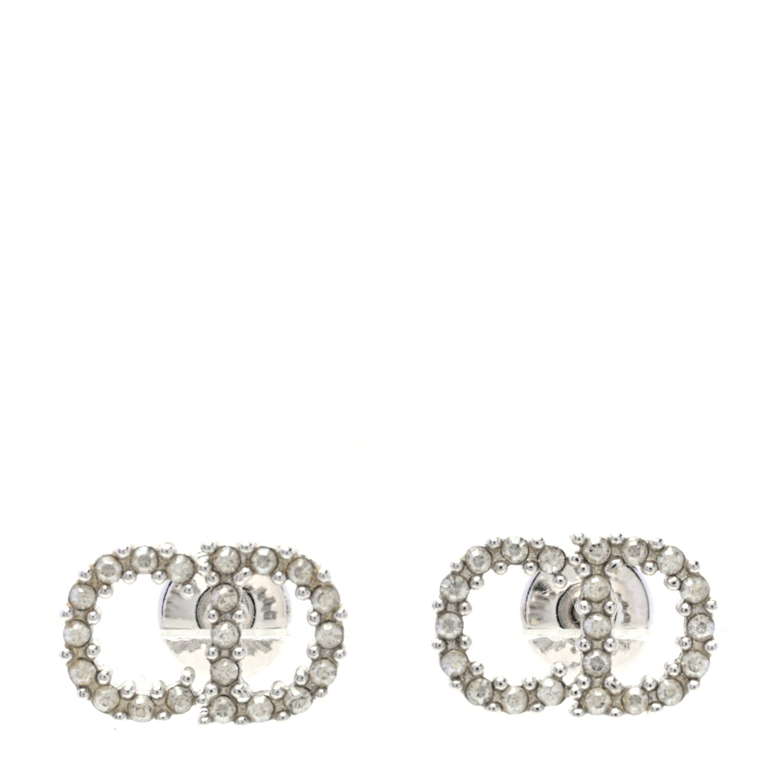 Christian Dior Strass Crystal CD Earrings Silver 1 of 4