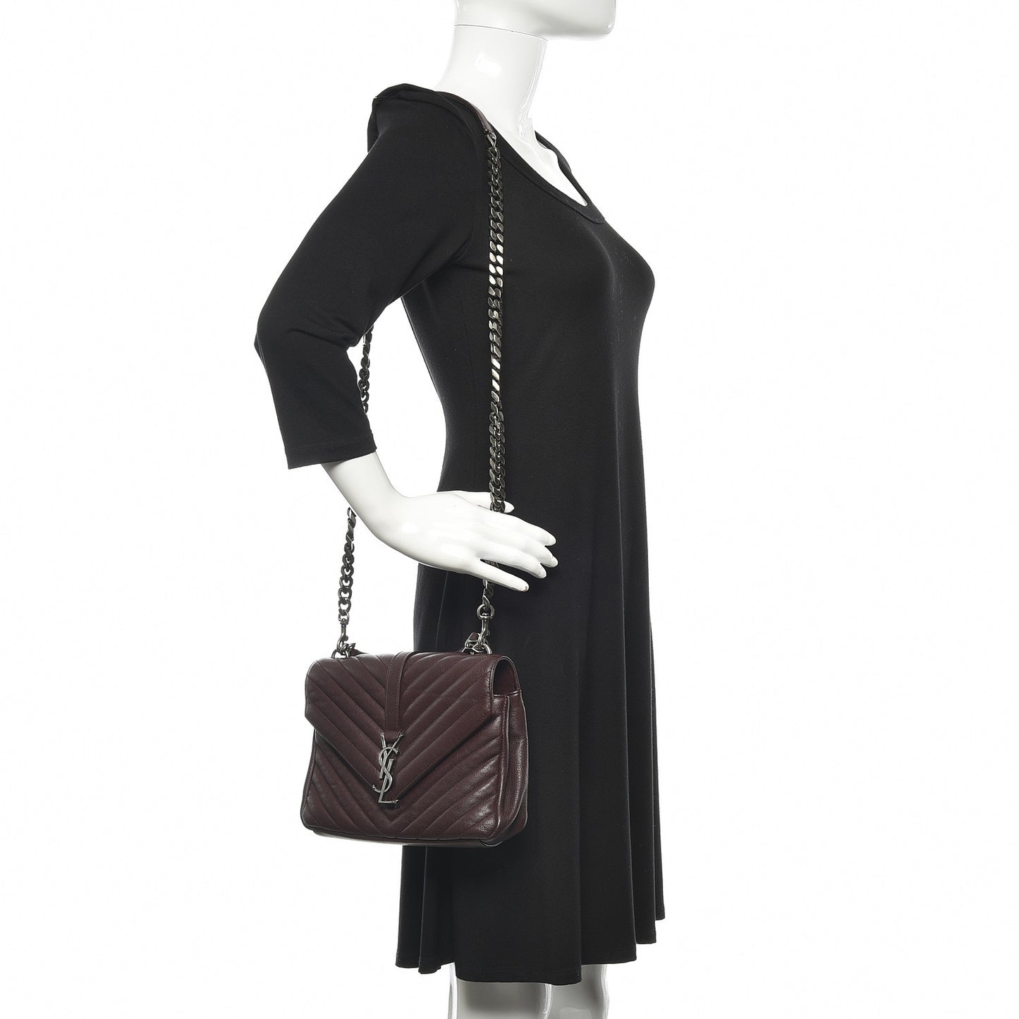 Sheepskin Matelasse Chevron Monogram Medium College Bag Amaranto