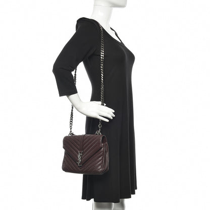 Saint Laurent Sheepskin Matelasse Chevron Monogram Medium College Bag Amaranto 2 of 11
