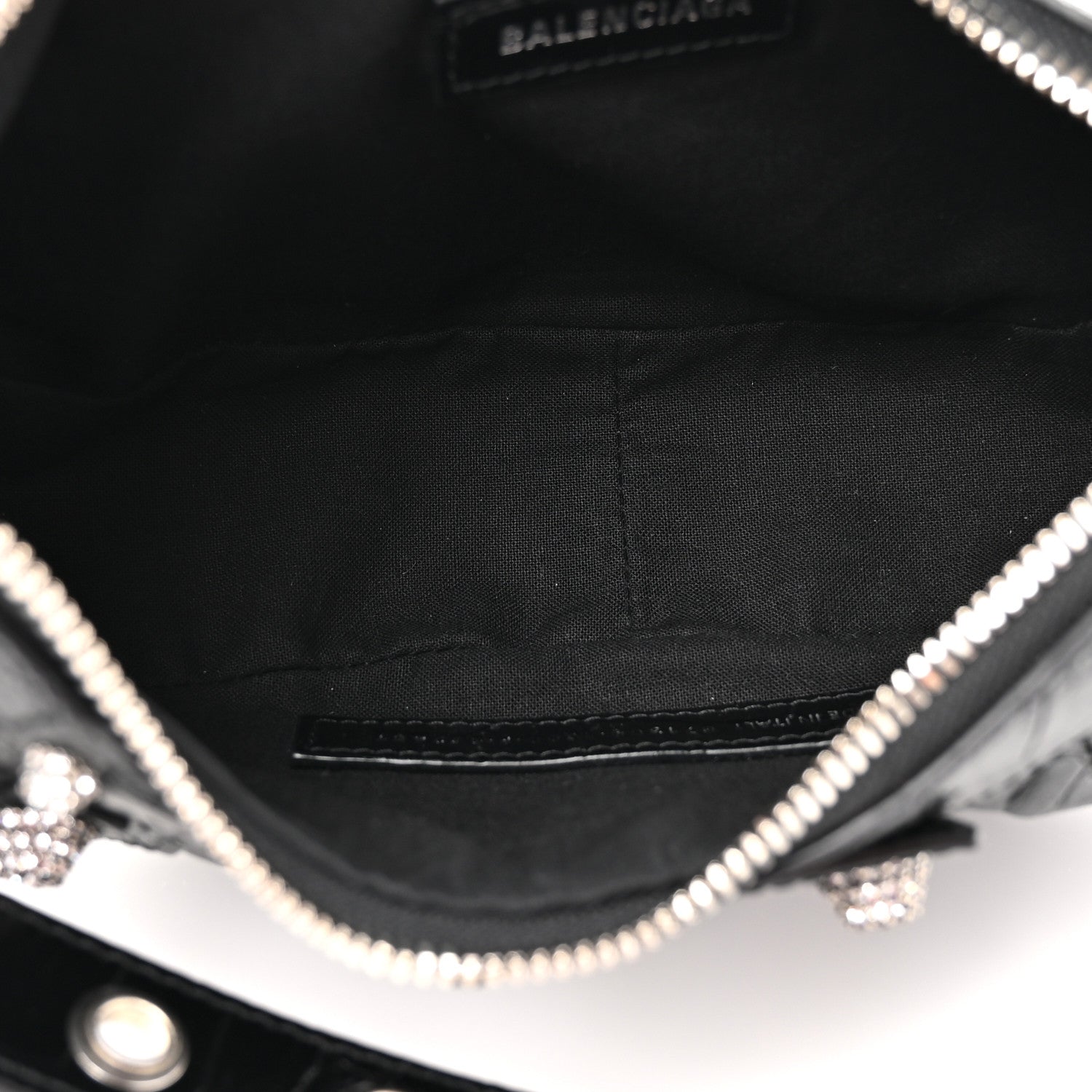 Balenciaga Extra Supple Calfskin Crystal Crocodile Embossed Le Cagole Shoulder Bag XS Black 6 of 11