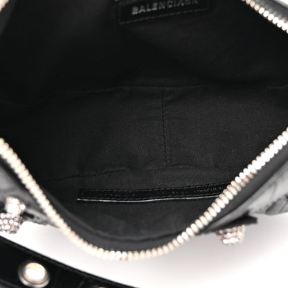 Balenciaga Extra Supple Calfskin Crystal Crocodile Embossed Le Cagole Shoulder Bag XS Black 6 of 11
