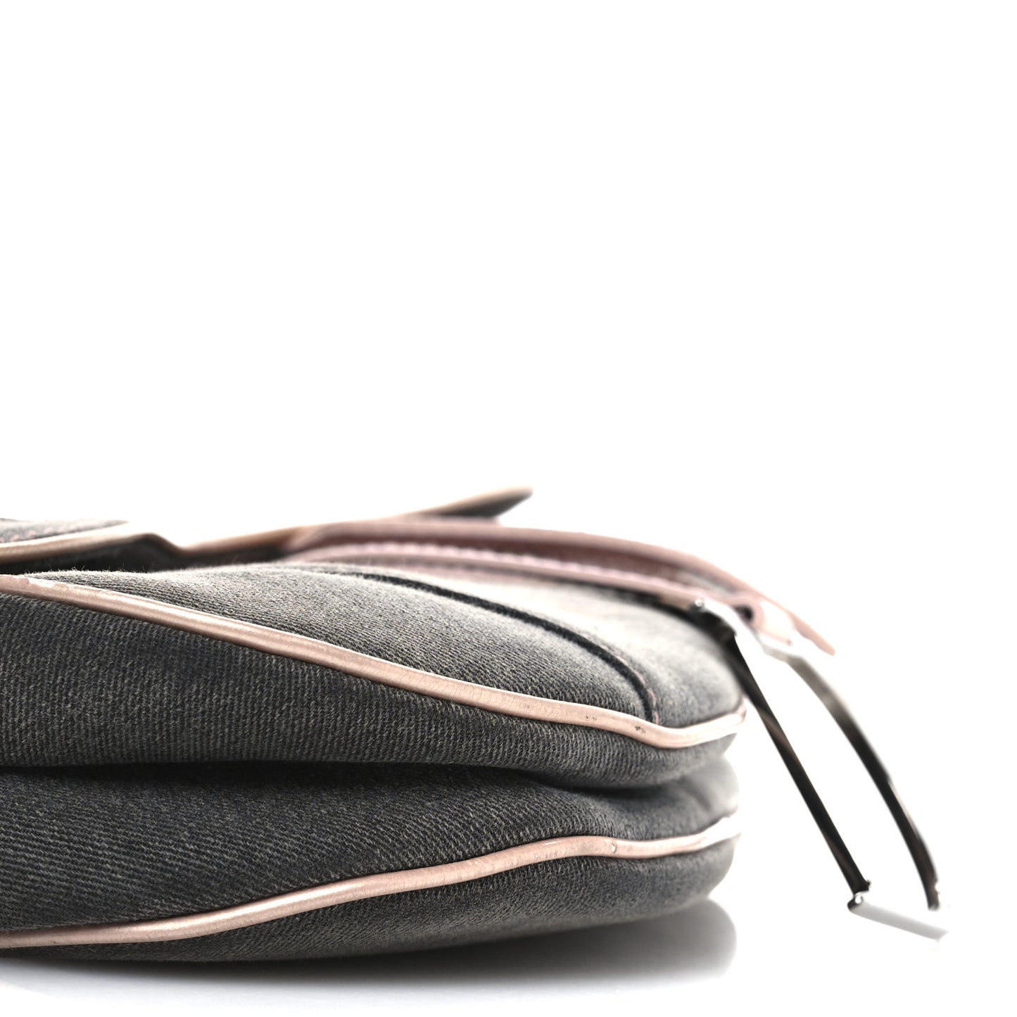 Patent Denim Jeans Saddle Saddle Bag Grey Pink