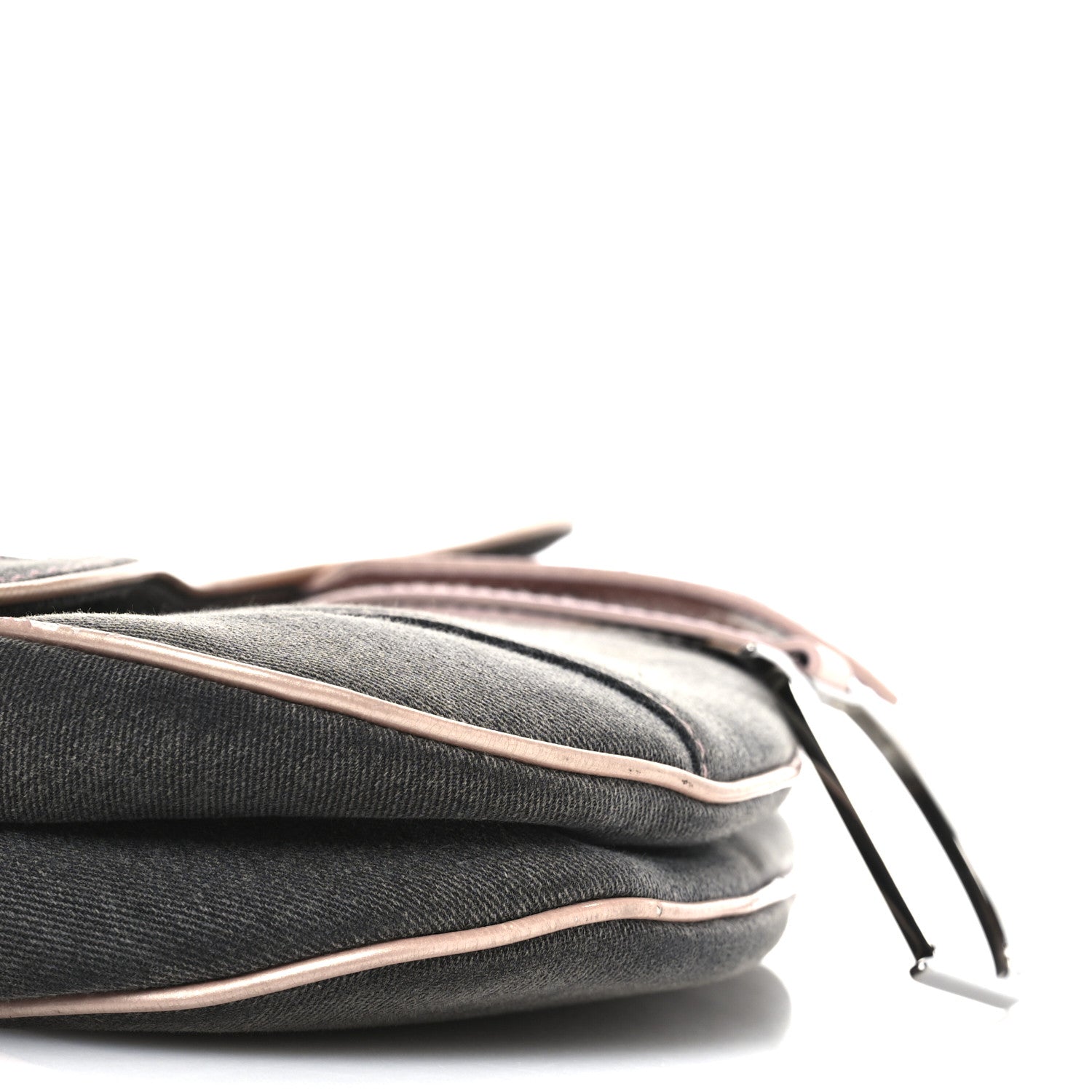 Christian Dior Patent Denim Jeans Saddle Saddle Bag Grey Pink 8 of 13