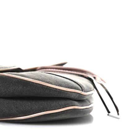Christian Dior Patent Denim Jeans Saddle Saddle Bag Grey Pink 8 of 13