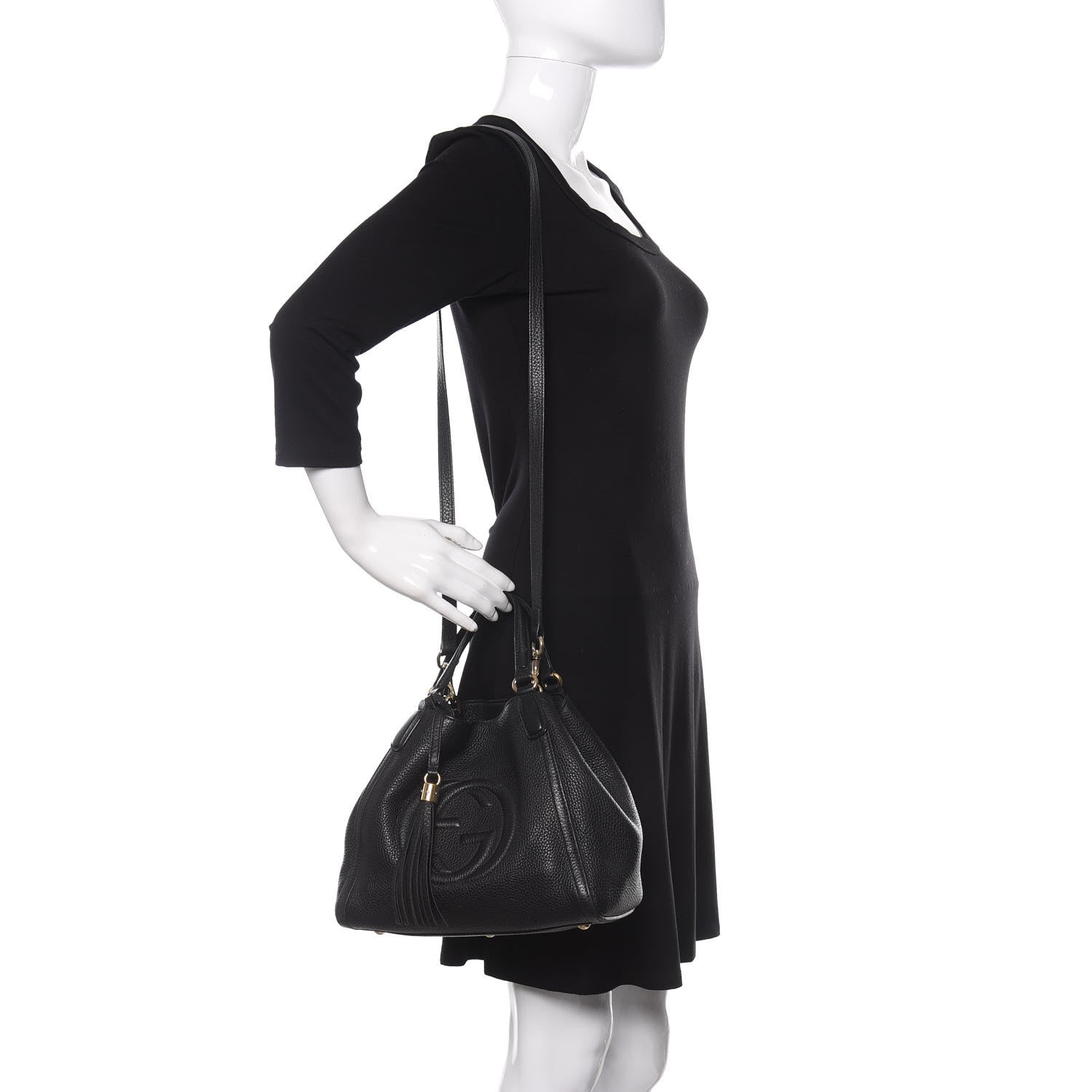 Gucci Pebbled Calfskin Small Soho Shoulder Bag Black 2 of 9