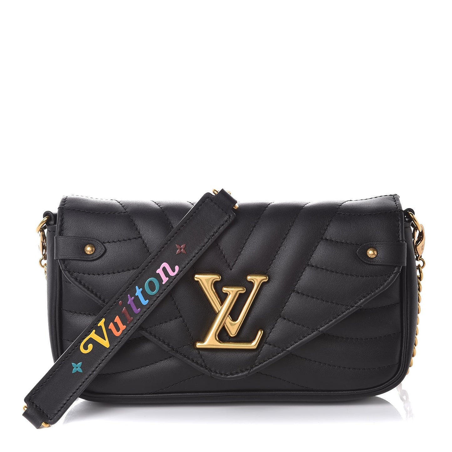 Calfskin New Wave Chain Pochette Black