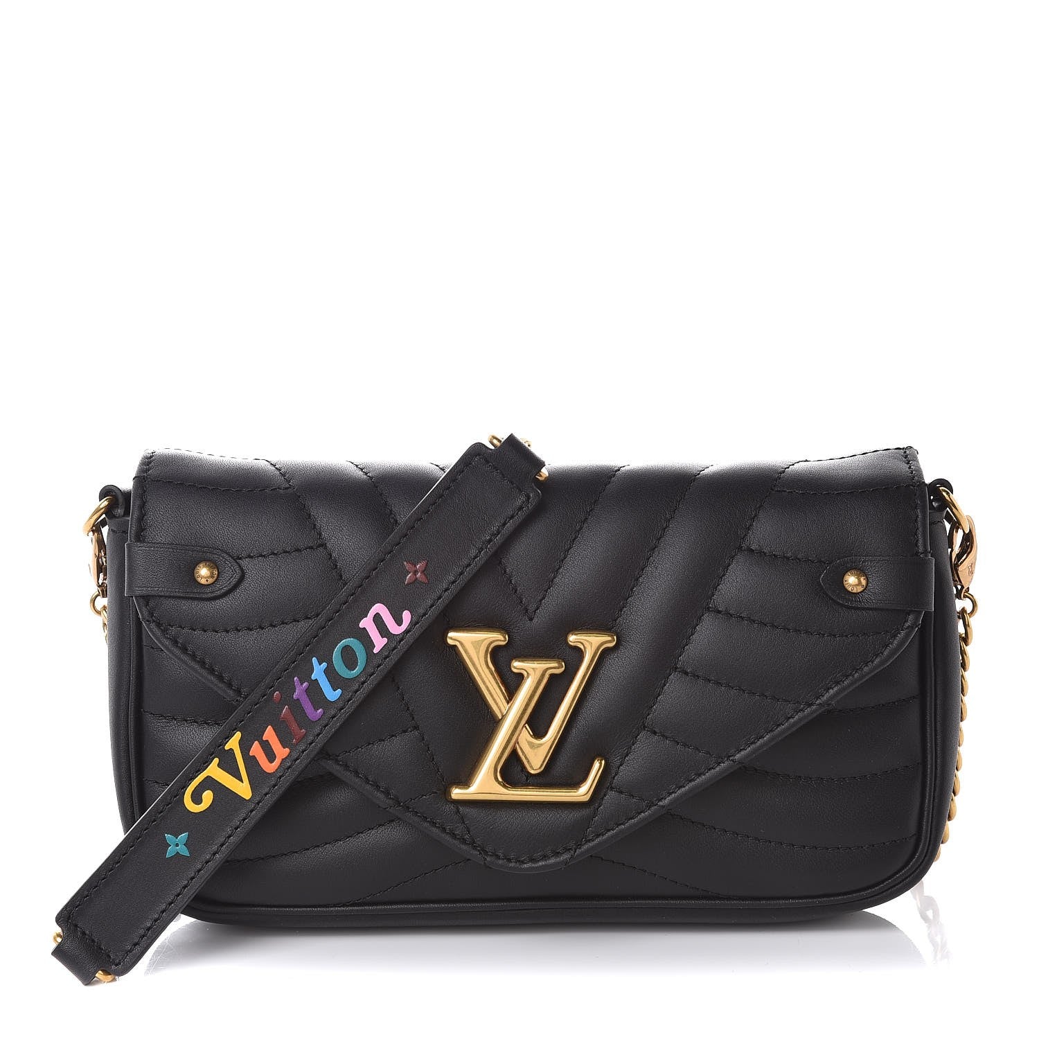 Louis Vuitton Calfskin New Wave Chain Pochette Black 1 of 7
