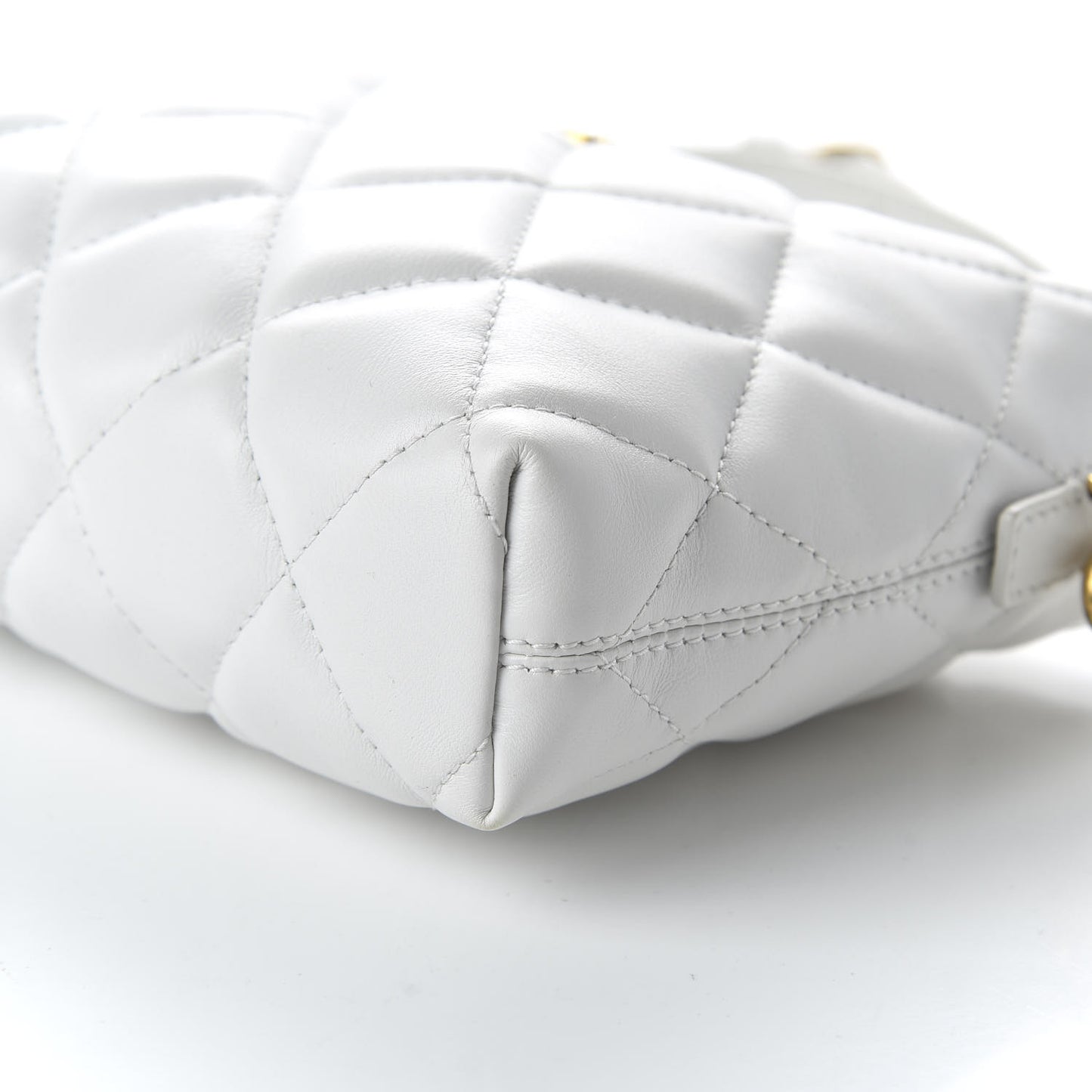Nappa Calfskin Quilted Touch B Camera Shoulder Bag White
