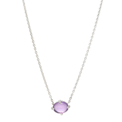 David Yurman Sterling Silver Diamond Amethyst Oval Chatelaine Pendant Necklace 1 of 5