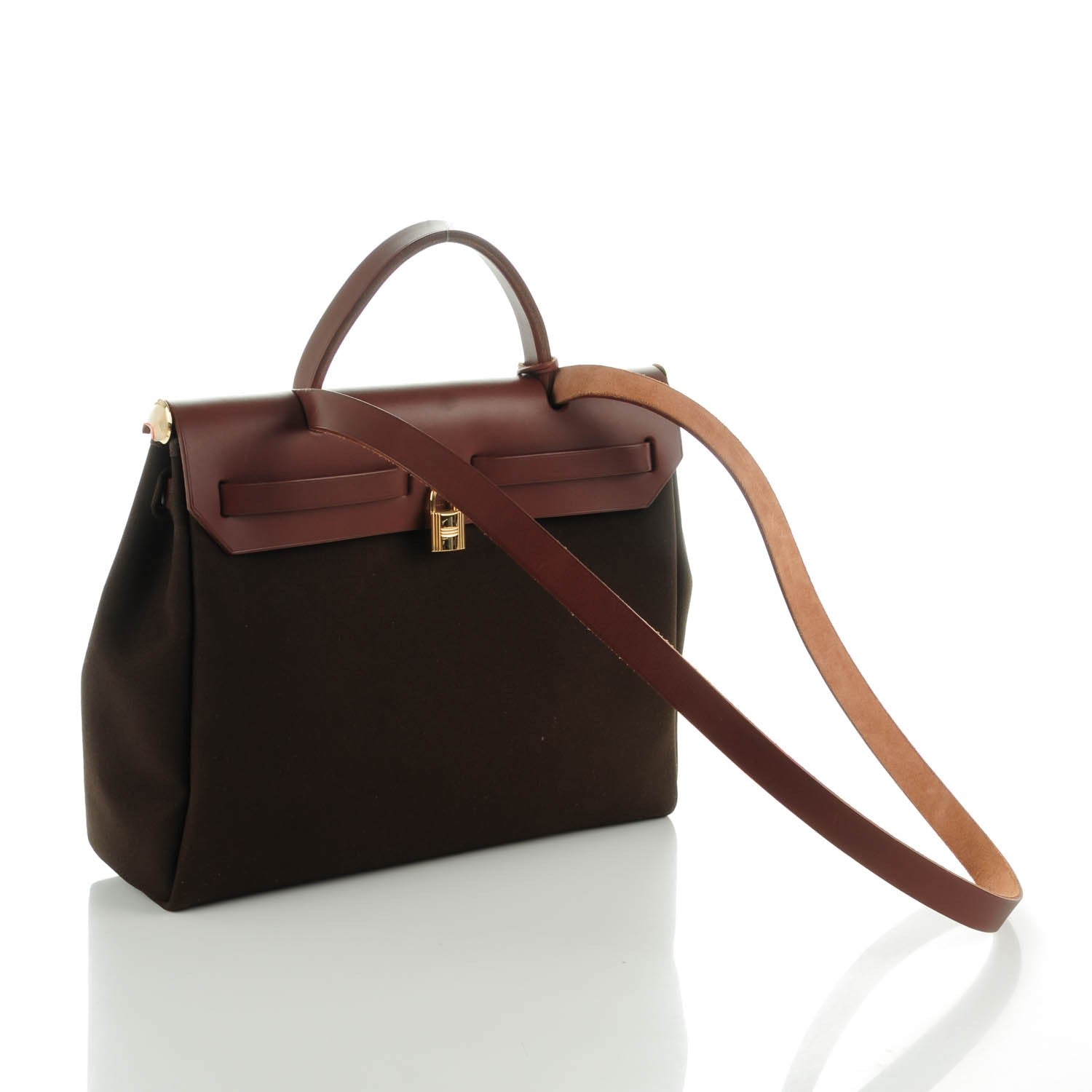 Hermes Vache Hunter Toile Herbag 30 PM Havane 3 of 9