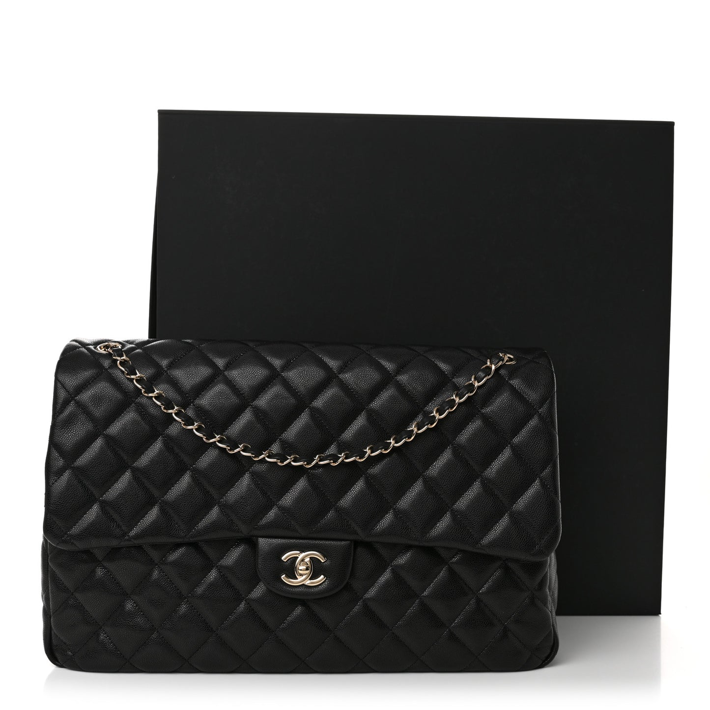 Caviar Quilted XXL Travel Flap Bag Black