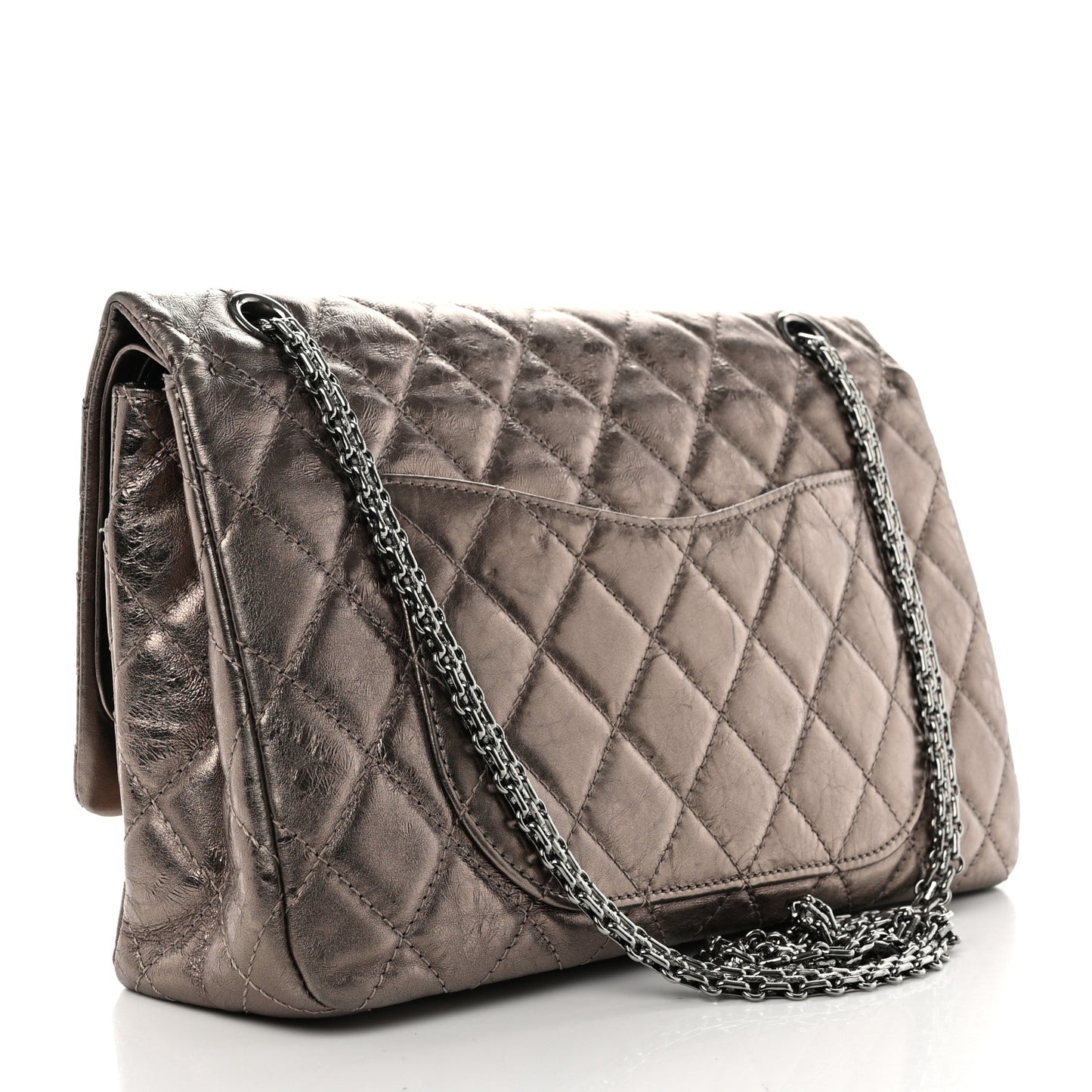 Metallic Aged Calfskin Quilted 2.55 Reissue 227 Flap Pewter