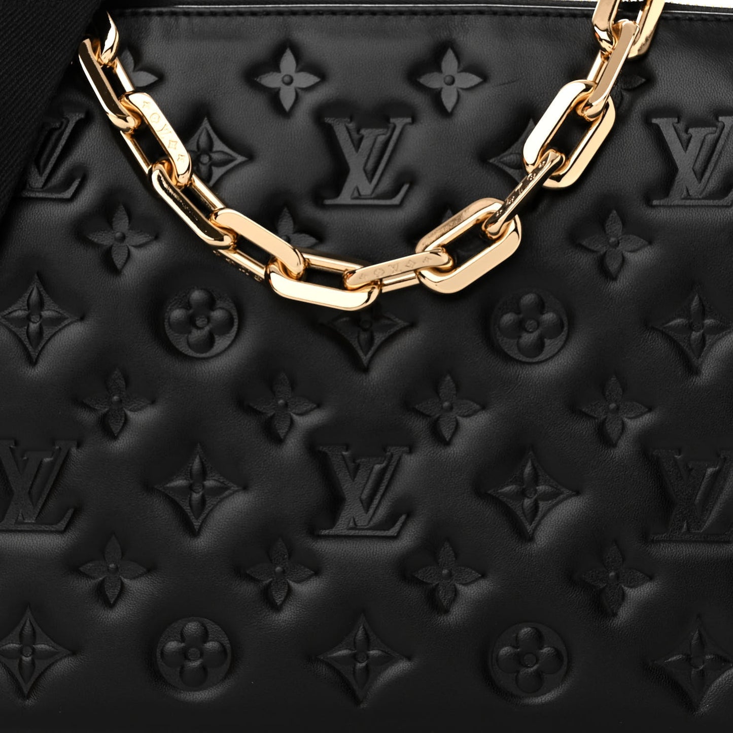 Lambskin Embossed Monogram Coussin PM Black