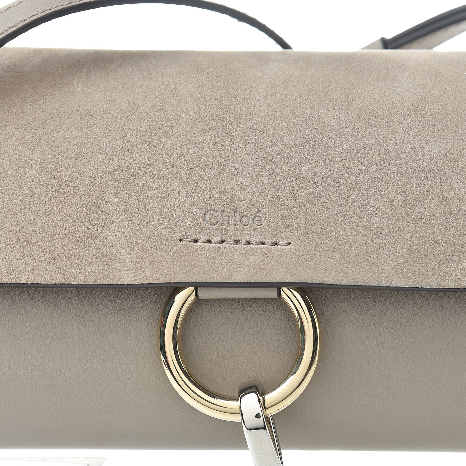 Chloe Suede Calfskin Mini Faye Shoulder Bag Motty Grey 8 of 13