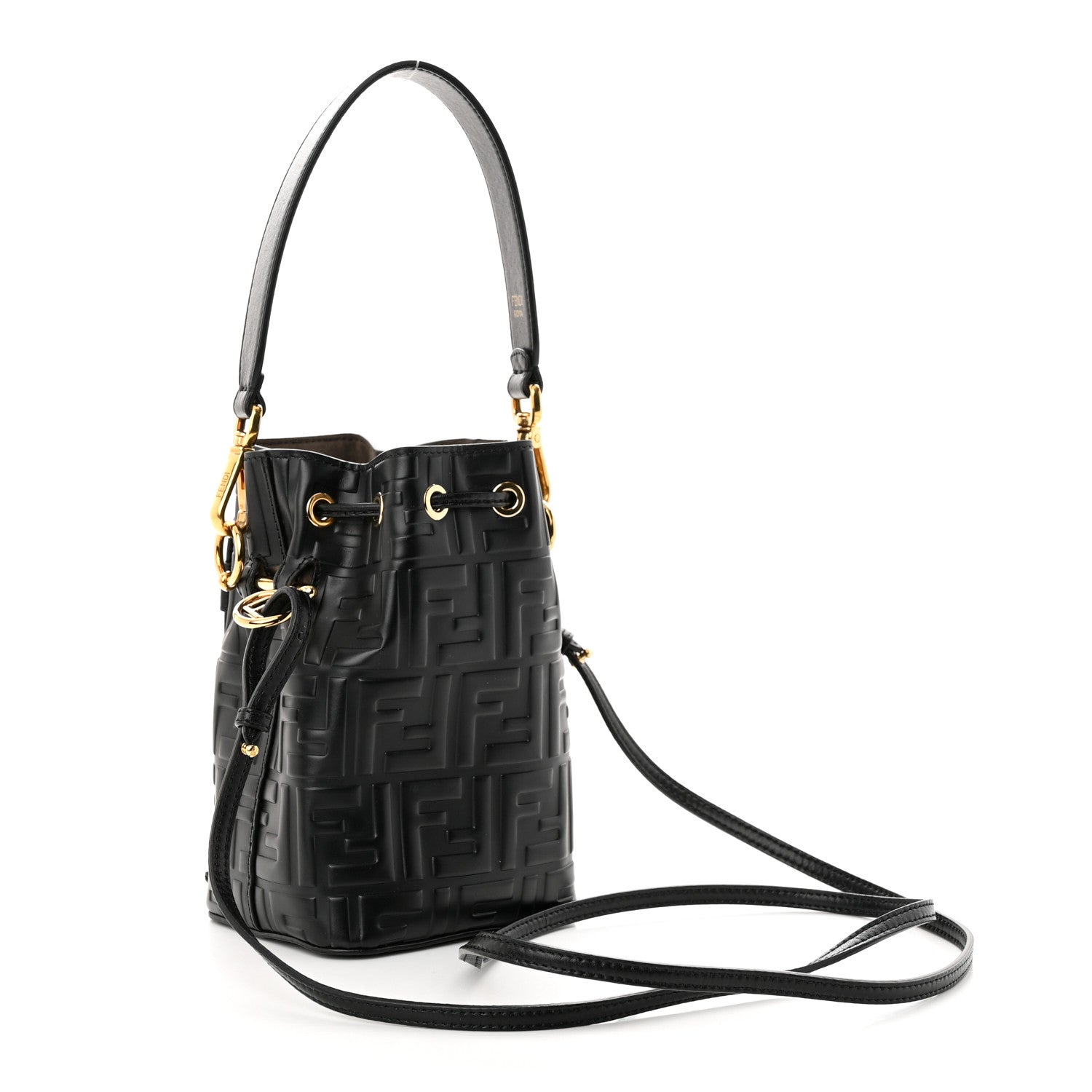 Fendi Vitello Liberty F is Fendi FF 1974 Embossed Mini Mon Tresor Bucket Bag Black 4 of 12