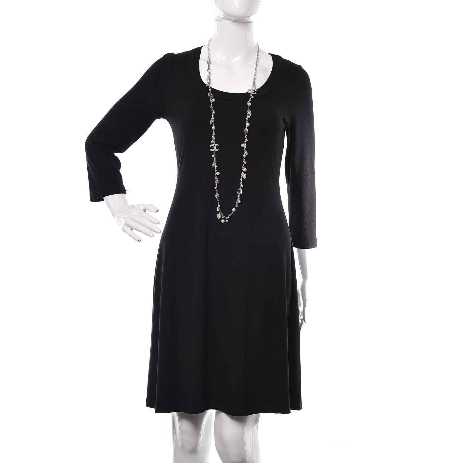 Chanel Pearl Baguette Crystal CC Long Necklace Silver 2 of 5