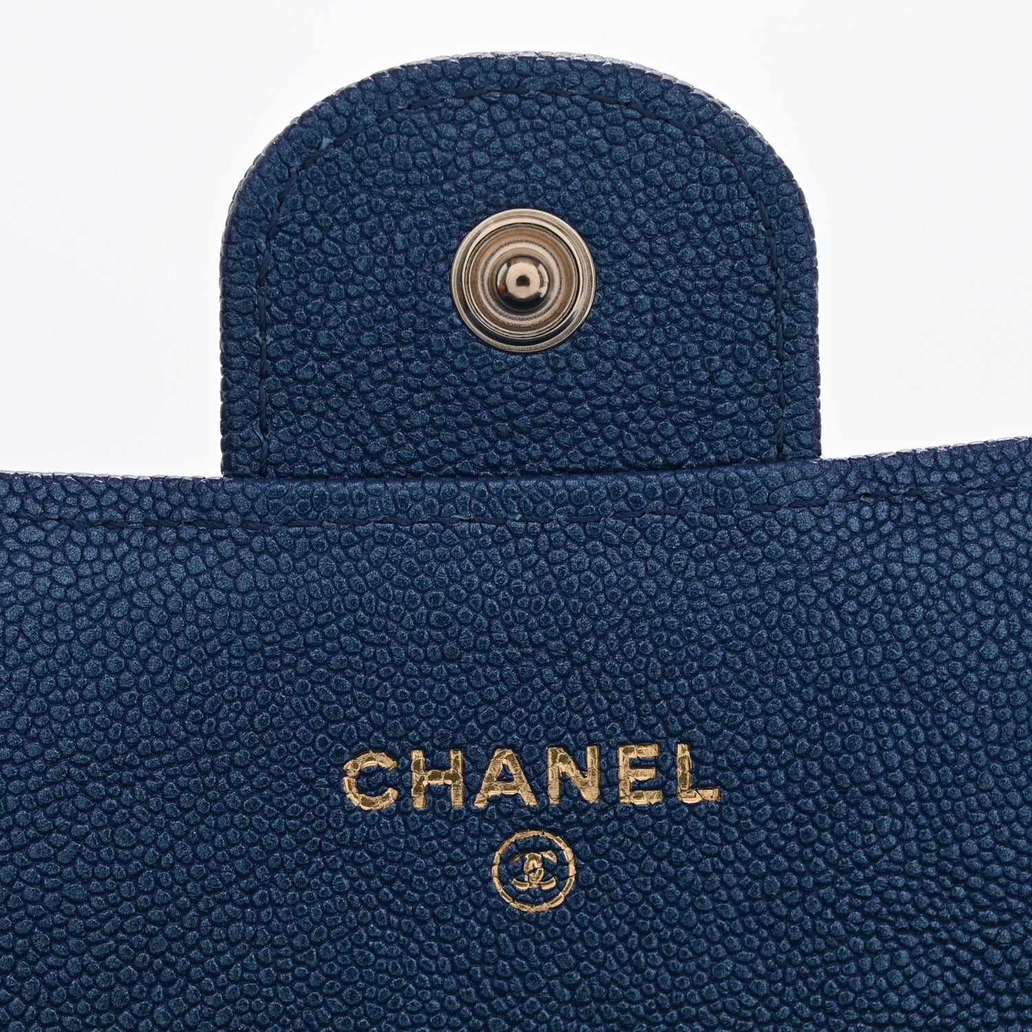 Chanel Iridescent Caviar Quilted Large Gusset Flap Wallet Dark Blue 6 of 9