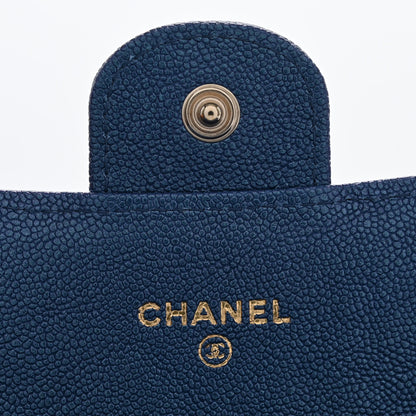 Chanel Iridescent Caviar Quilted Large Gusset Flap Wallet Dark Blue 6 of 9