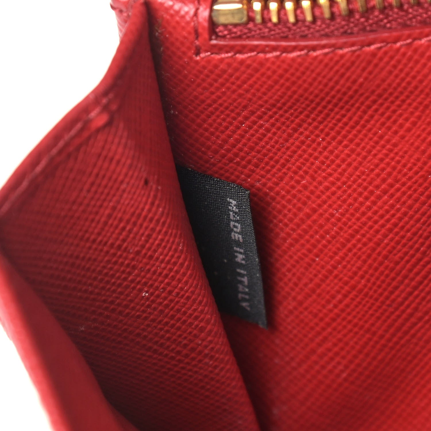 Prada Saffiano Metal Oro Chain Wallet Fuoco 7 of 17