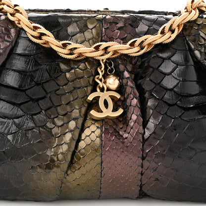 Chanel Metallic Snakeskin Clutch Black Multicolor 8 of 10