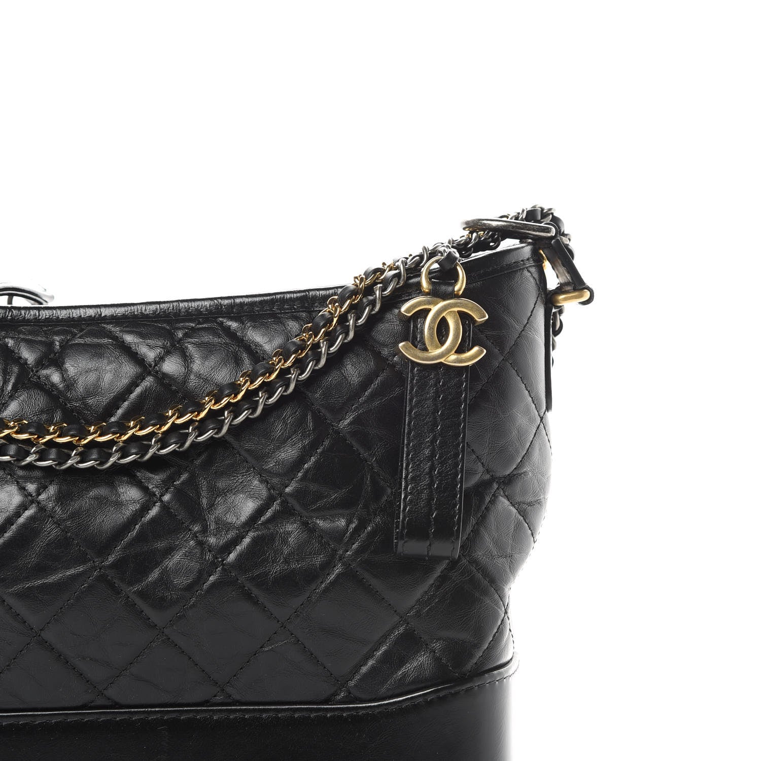 Chanel Aged Calfskin Quilted Medium Gabrielle Hobo Black 8 of 11