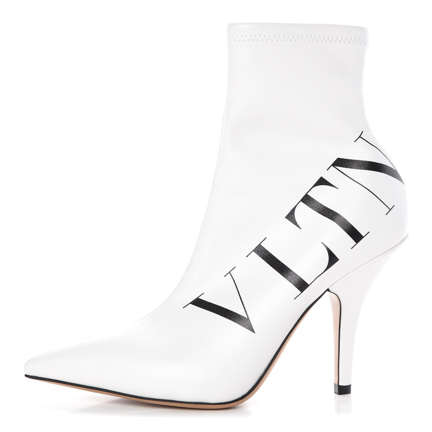 Valentino Garavani Eco Leather VLTN 100mm Sock Booties 36.5 White Black 1 of 6