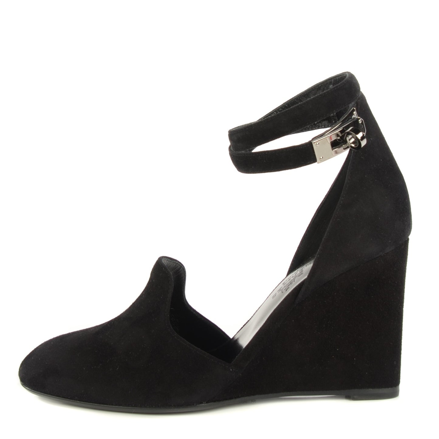 Suede Goatskin Lively Slingback Strap Pumps 36.5 Black