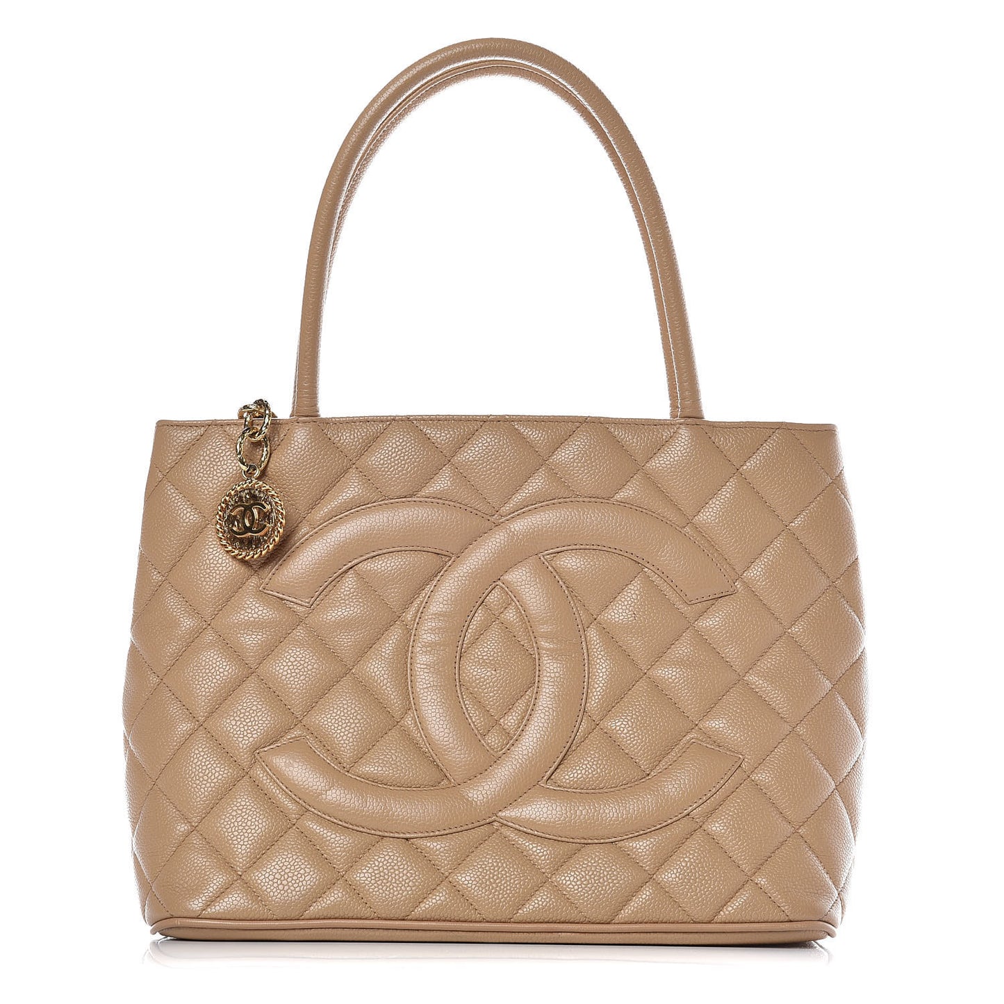 Caviar Quilted Medallion Tote Beige