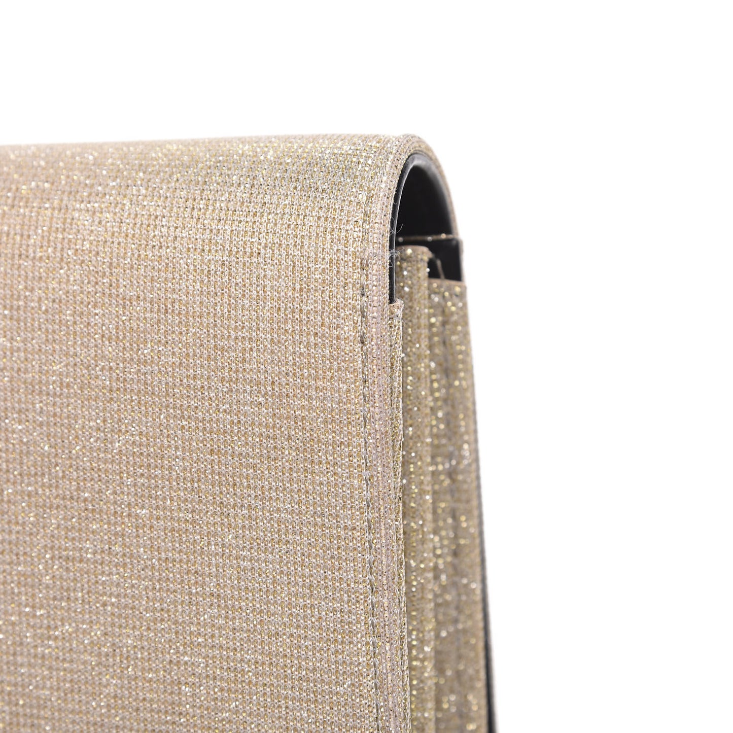 Metallic Sparkle Fabric Monogram Chain Wallet Platino