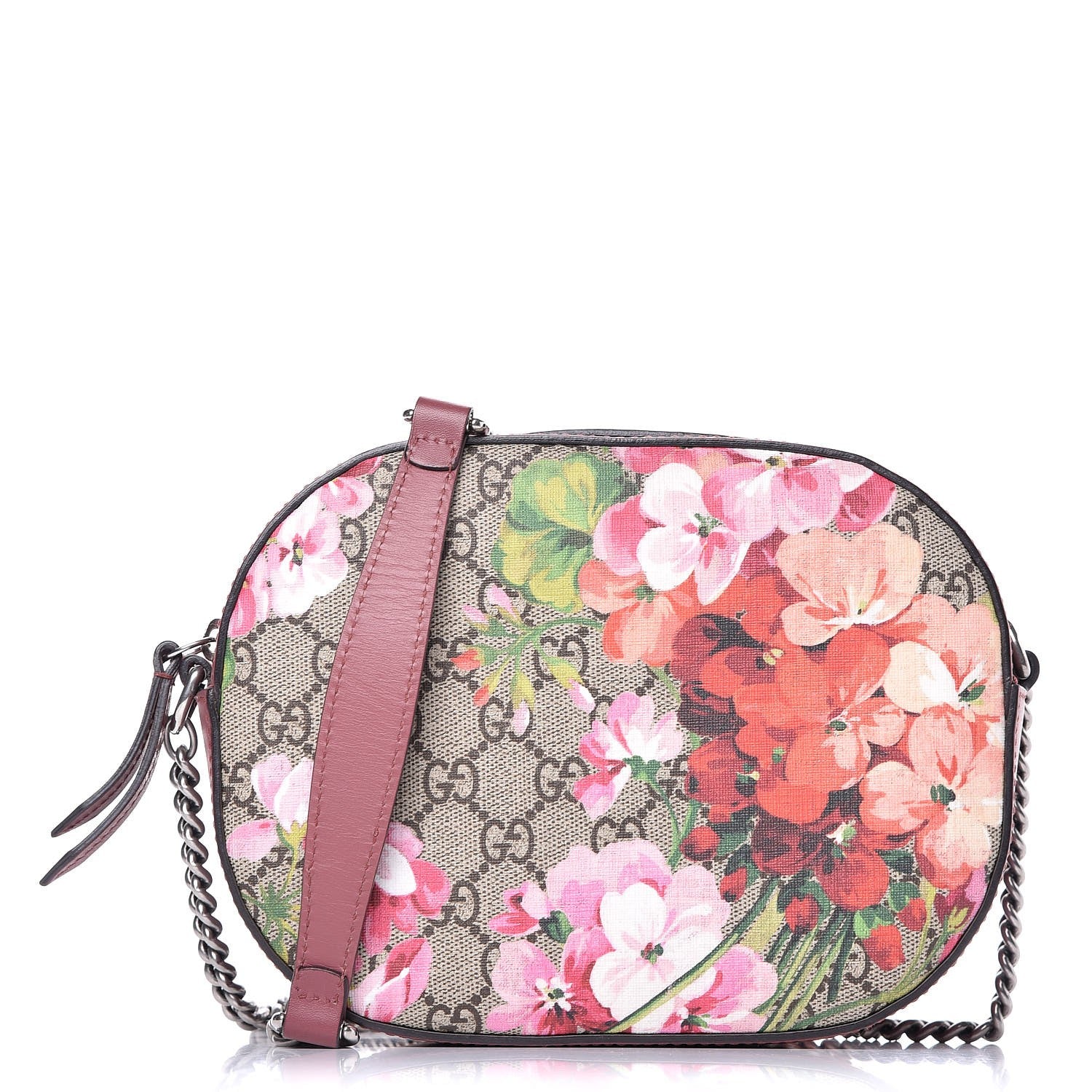 Gucci GG Supreme Monogram Blooms Mini Chain Shoulder Bag Beige Multicolor Dry Rose 1 of 8