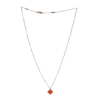 Van Cleef & Arpels 18K Rose Gold Carnelian Sweet Alhambra Pendant Necklace 3 of 9