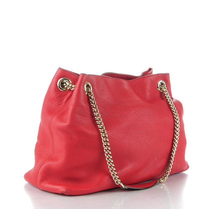 Gucci Pebbled Calfskin Medium Soho Chain Shoulder Bag Red 3 of 7