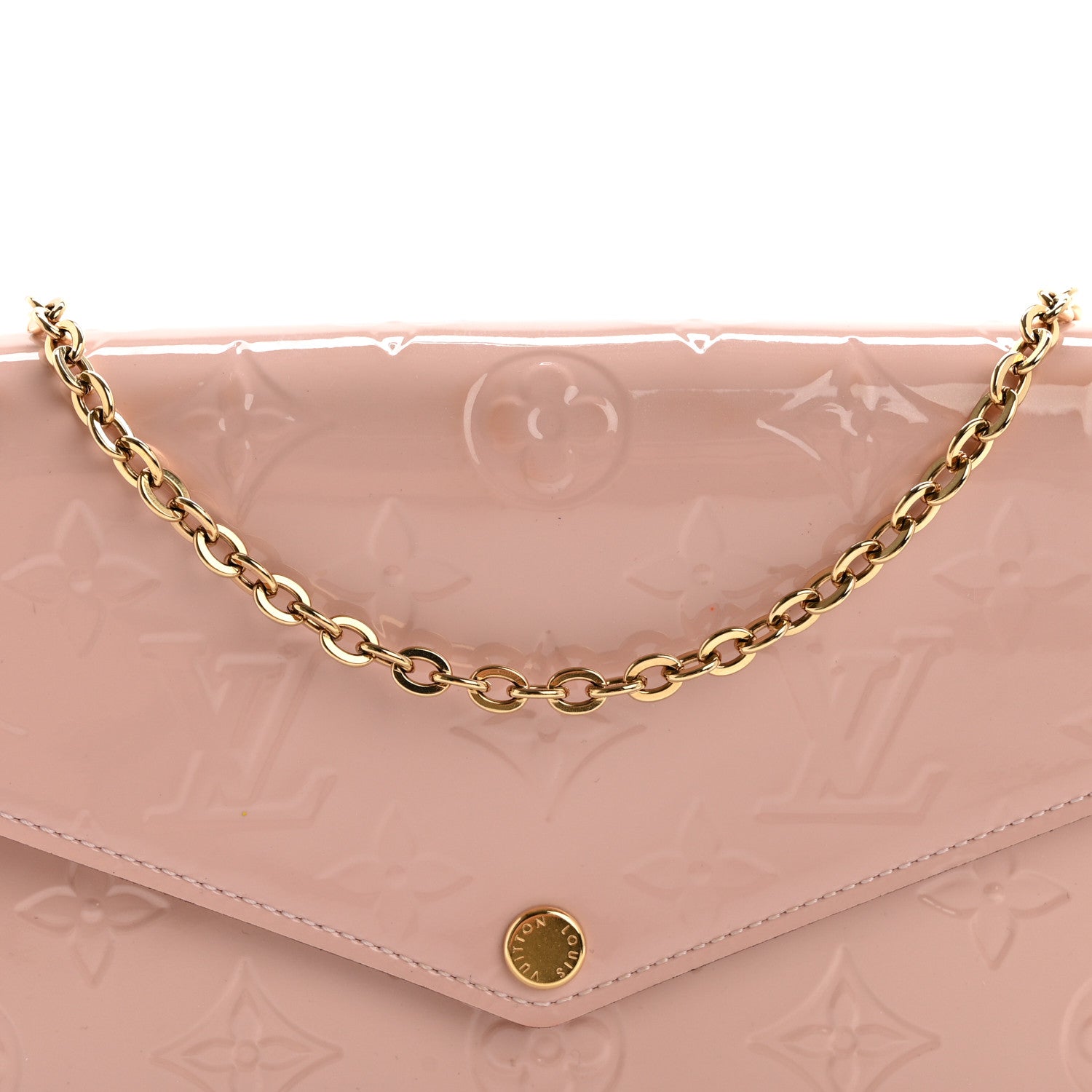 Louis Vuitton Vernis Felicie Chain Wallet Rose Ballerine 9 of 16