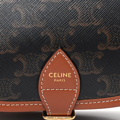 Celine Triomphe Canvas Medium Folco Bag Tan 6 of 8