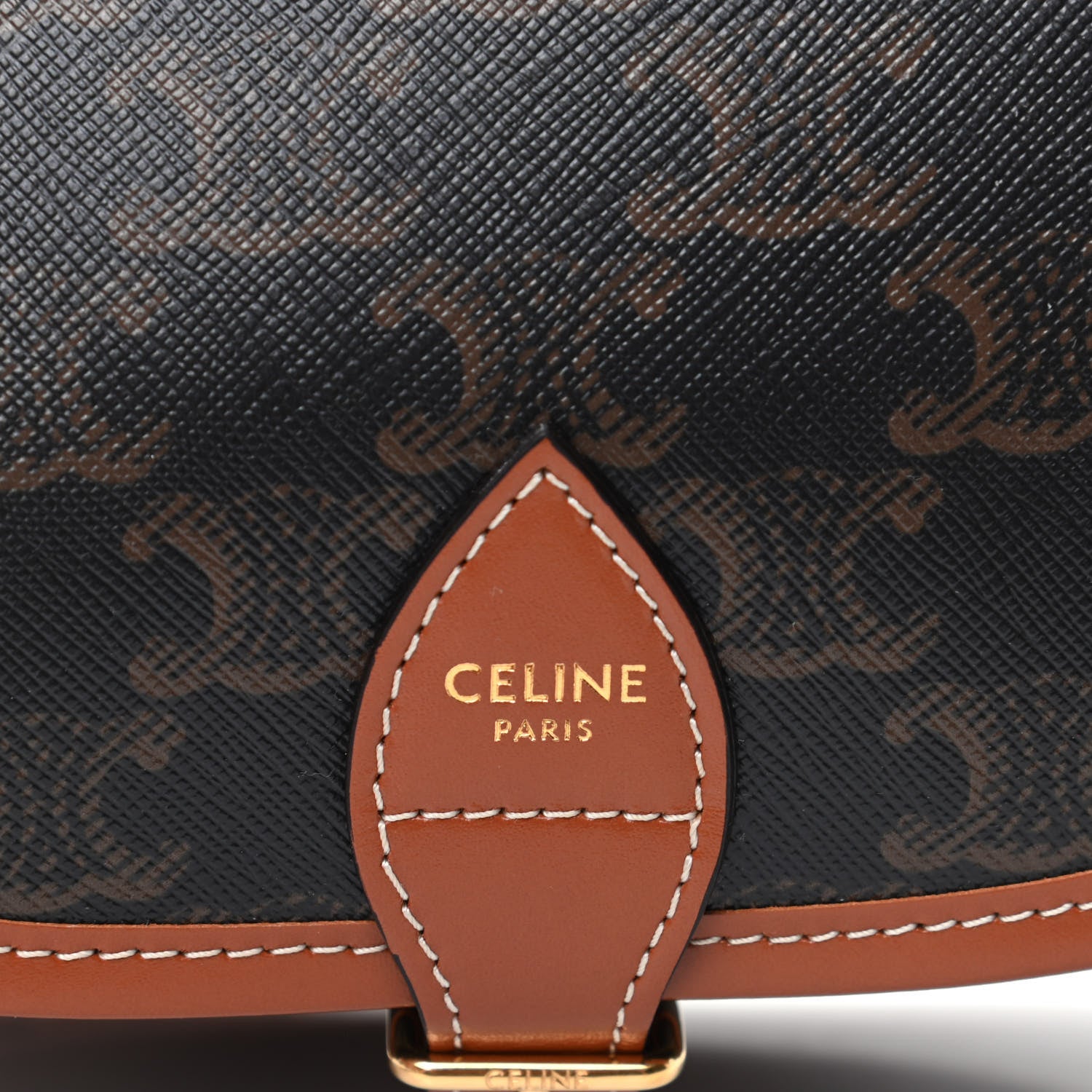 Celine Triomphe Canvas Medium Folco Bag Tan 6 of 8