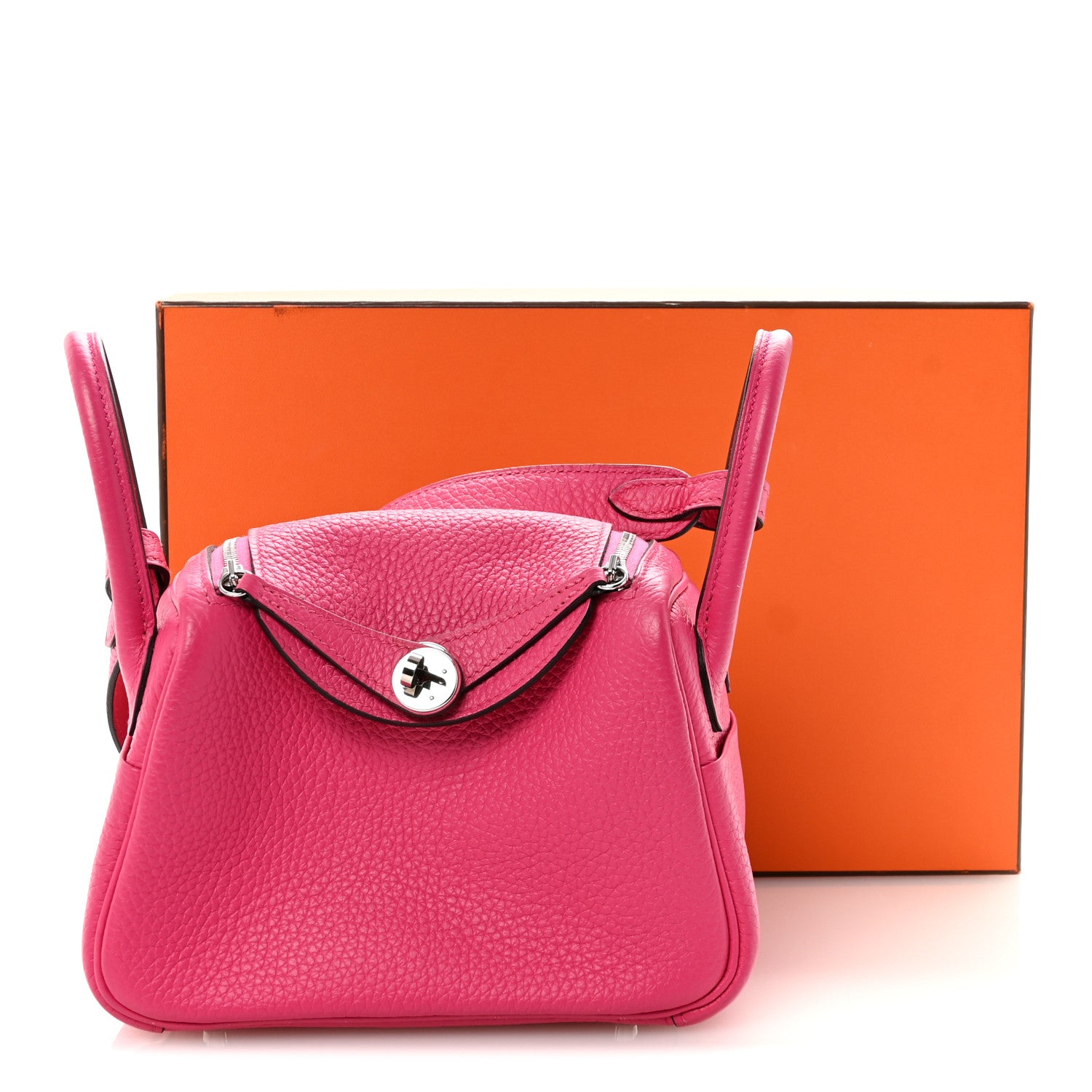 Hermes Taurillon Clemence Mini Lindy 20 Rose Extreme 10 of 10