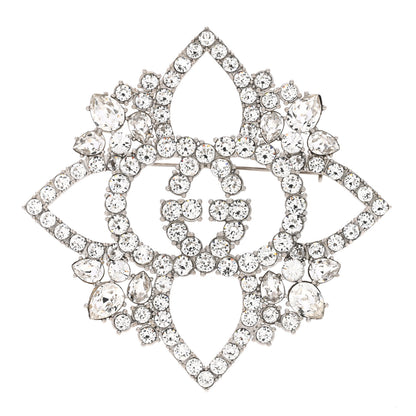 Gucci Metal Crystal GG Brooch Silver 1 of 3