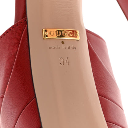 Gucci Malaga Kid Angel T-Strap Platform High Heel Pumps 34 Hibiscus Red 7 of 8