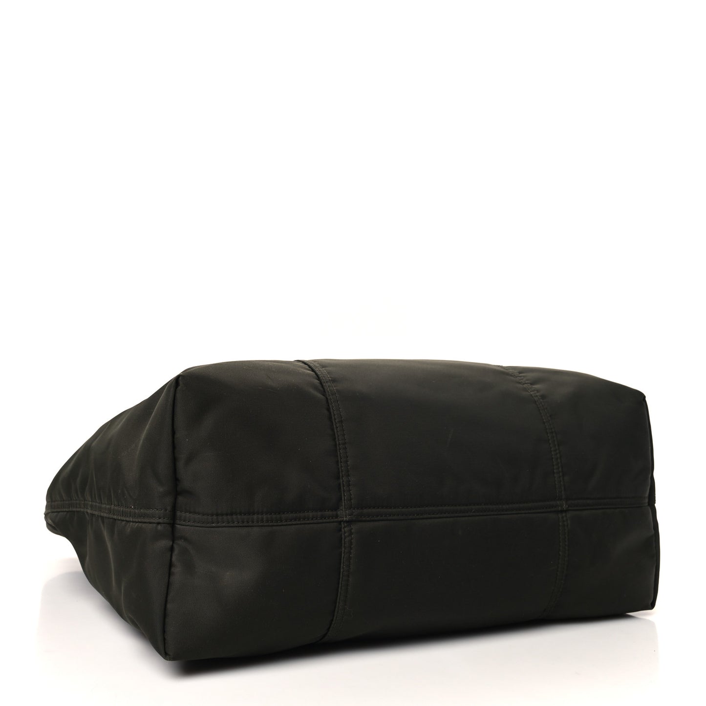 Tessuto Nylon Glace Calfskin Etiquette Tote Militare Black