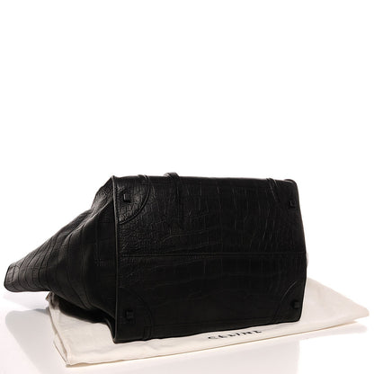 Celine Crocodile Embossed Large Phantom Luggage Black 4 of 8