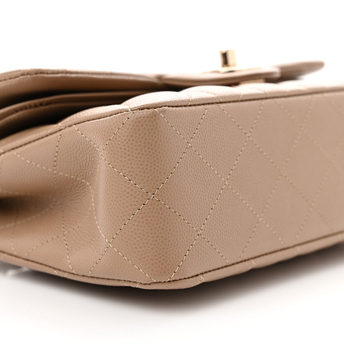 Caviar Quilted Small Double Flap Dark Beige
