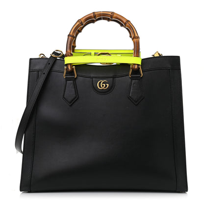 Gucci Calfskin Medium Diana Tote Bag Black Yellow Fluo 1 of 14